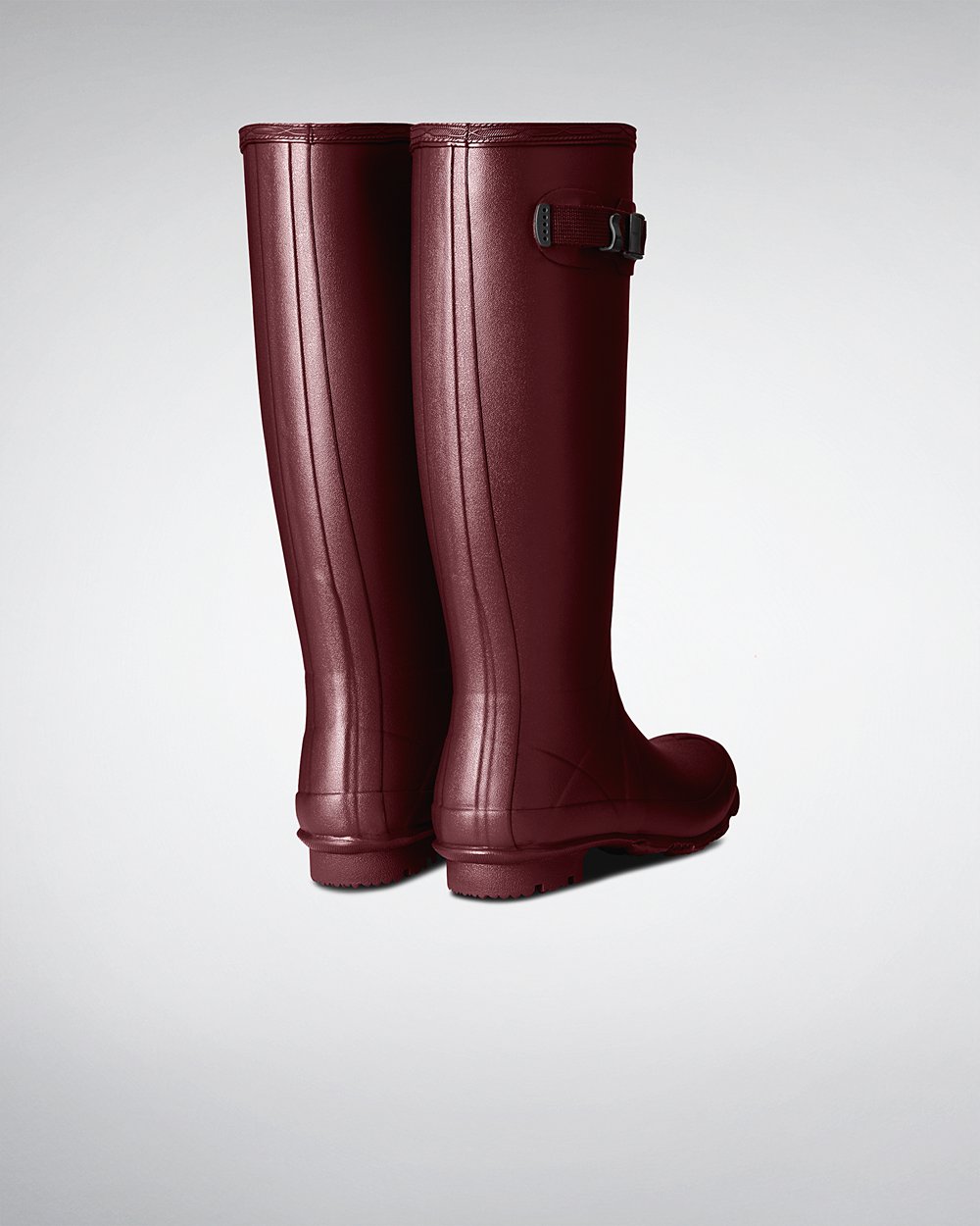 Botas de Lluvia Altas Hunter Mujer - Norris Field Neoprene Lined - Morados Rojos - RAPSYIZ-29